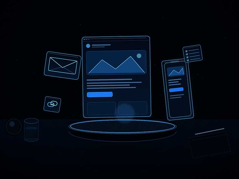 Finished publisher-ready email campaign shown in coordinated desktop and mobile layouts